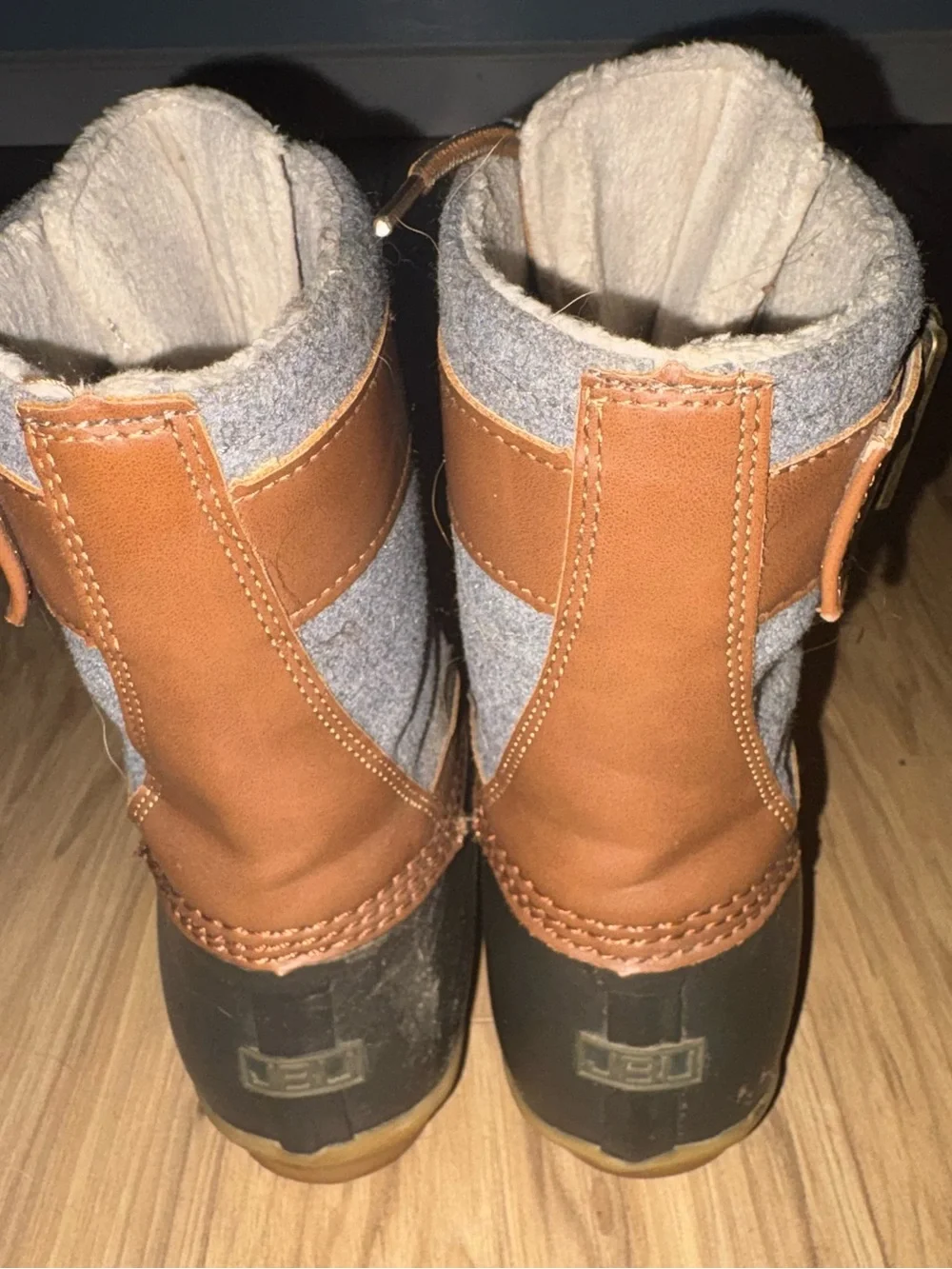 JBU Women's Brown and Gray Winter Duck Boots